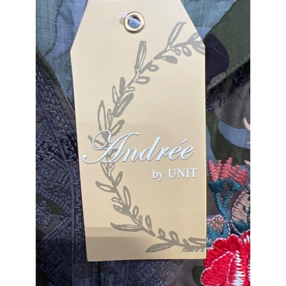 Andrée By Unit Camouflage Floral Embroidered Tank Small Green Boho Hippie NEW - Picture 3 of 8